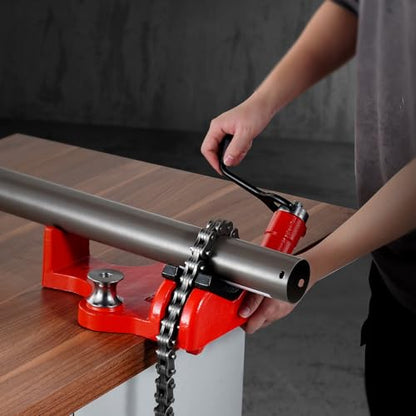 VEVOR Heavy-Duty Pipe Chain Vise, 1/2" - 8" Pipe Capacity, 34.6" Rugged Chain & Cast Iron Base, Industrial-Grade Pipe Clamping for Plumbing, Automotive Repairs, Metalworking - size: 1/2" - 8" Bench Mount