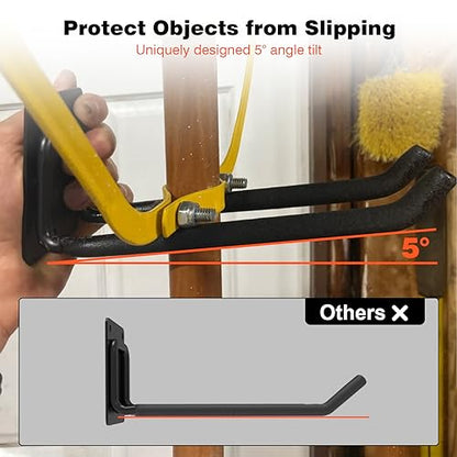 6 Packs 7.8inch Heavy Duty Garage Hooks, Garage Storage Organizer for Tool Organization, Shed Metal Utility Hooks Hanger for Tires, Bikes, Shed, Chair, Ladder, Ski and Snowboard