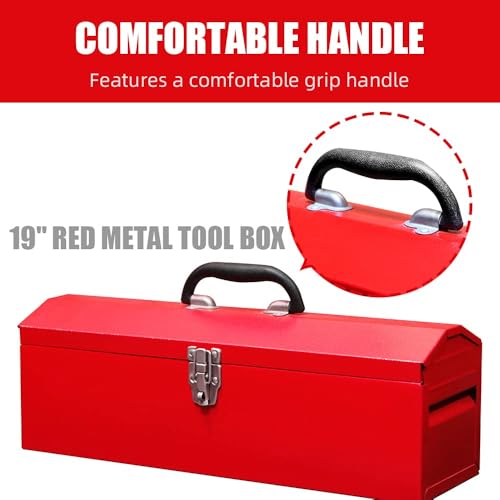 19inch Portable Tool Box, 2pack Metal Tool Box, Ideal for Trailer, Mechanic, DIY-ers, Car Toolbox, Workshops, Garages, Repair Shops,Red - size: 2P-19in-Red