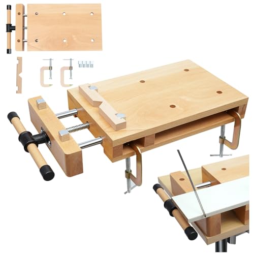 Wood Workbench, Portable Woodworking Bench Vise G-Type Fixing Clips Work Table, Wood Bench Smart Vises Kit Vise Woodworking Tools Work Benches for Homes Woodworking Studios Teaching Equipment