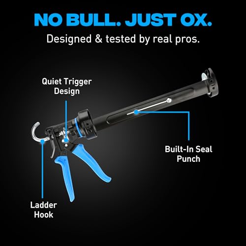 OX Pro 29oz Caulking Gun - Heavy Duty Steel Frame Large Caulk Gun 29 oz with 12:1 Thrust Ratio for Latex and Silicone - size: 29 oz