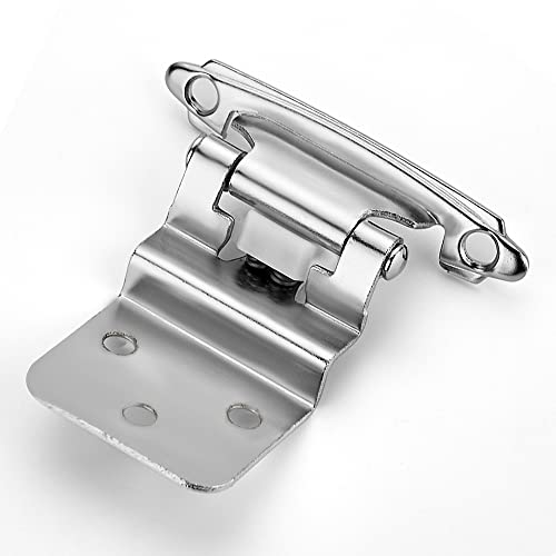 Ravinte 10 Packs (5 Pairs) 3/8" Inset Satin Nickel Cabinet Hinge,Self Closing Hinges for Kitchen/Bathroom/Furniture Cabinets & Doors,Decorative Cabinet Hardware Kitchen Cabinet Hinges with Door Bumper - color: Satin Nickel