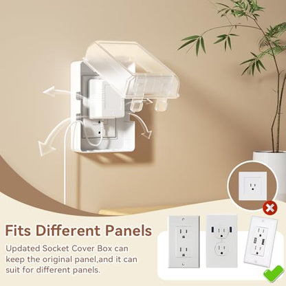 EUDEMON 1 Pack Updated Baby Safety Electrical Outlet Cover Box Childproof Plug Cover - More Space for Large Plugs Easy to Install & Use (Transparent) - color: Transparent