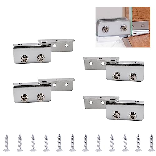 Glass Door Hinge, 2 Pairs Steel Side Mounted Frameless Glass Door Pivot Hinges Clamp Adjustable Cabinet Pivot Hinge Clip Replacement Kit, Fit for Less Than 5mm Free-Swinging Glass Door - color: Silver
