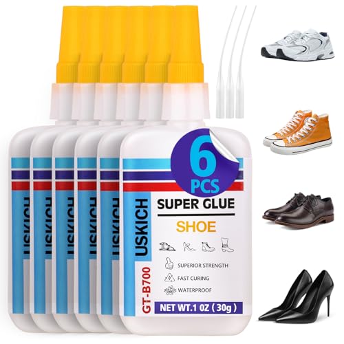 Super Glue for Shoe with Anti Clog Cap.6 X 1 Fl Oz,Ca Glue - Clear Shoe Glue Sole Repair,Waterproof Sneaker Glues for Rubber Soles,Boot,Leather, Heels,Tennis,Strong Boot Fix,Insole Adhesive - style: Shoe-Glue