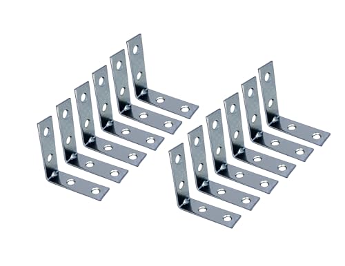 QCAA Angle Bracket Corner Brace Durable Thicker Steel Construction, Zinc Plated, 2"x2"x5/8" x1.8 mm, Made in Taiwan, 12 Pack - color: Zinc(2"), size: 12 Pack