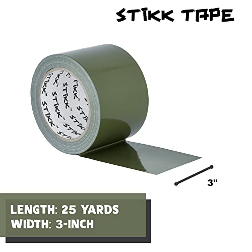 STIKK Duct Tape - Olive Drab Green Duck Tape - 3 inch x 25 Yards - Heavy Duty Tape for Repairs, Household Projects - for Commercial HVAC and Construction - Effective Heavy Duty Waterproof Duct Tape - color: Olive Drab Green