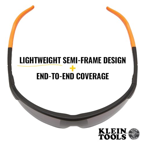 KLEIN TOOLS 60160 Safety Glasses, PPE Protective Eyewear with Semi Frame, Scratch Resistant and Anti-Fog, Gray Lens - color: Gray Lens, size: Single