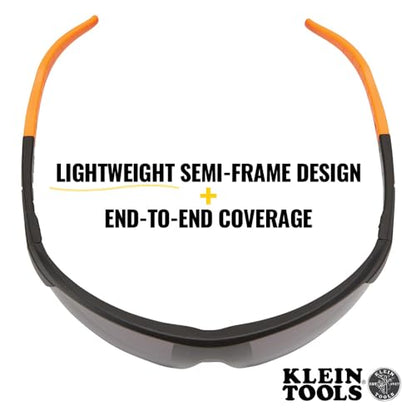 KLEIN TOOLS 60160 Safety Glasses, PPE Protective Eyewear with Semi Frame, Scratch Resistant and Anti-Fog, Gray Lens - color: Gray Lens, size: Single