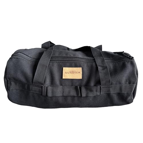 TBACW Canvas Tool Storage Bag with Zipper - Organizer for Tools, Tent Stakes & Poles, Durable Fabric Utility Pouch for Outdoor Hunting Hiking Camping Gear (Black) - color: Black