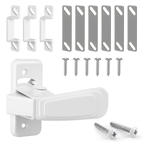 Storm & Screen Door Latch Repair Kit Includes Interior Latch, 1/4 3/8 1/2 Inch Strike Plates, Screws & Shims Complete Door Latching & Alignment Fix for Storm and Screen Doors (White) - color: White