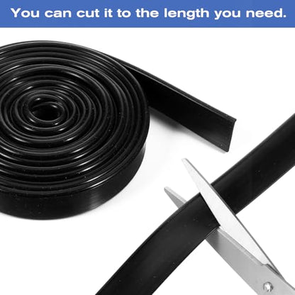 Framed Shower Door Bottom Seal Shower Bottom Waterproof Door Rubber Sweep Trim 118 Inch Black Silicone Waterproof Trim Sweep Replacement Seal for Home Bathroom Showers, Tee Insert Shape
