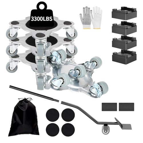 Furniture Dolly, Carbon Steel Panel Furniture Movers with 5 Wheels, Locking 360° Swivel Rubber Casters, Furniture Lifter, Heavy Duty Furniture Sliders, Dolly Kit for Moving Furniture, 3300LBS - color: Gray Wheel