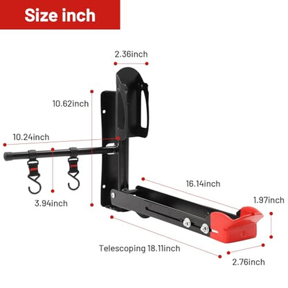 Bike Wall Mount Rack Adjustable & Foldable Garage Bike Rack with Swivel Design & 2 Storage Hooks, Fits 20"-29" Bikes, Holds Up to 77 lbs, Easy Install & Space-Saving Bike Storage 2 Pack - style: Type A：2 Pack