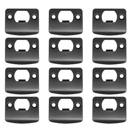 EATAKWARD 12 PCS Stainless Steel Deadbolt Covers Door Reinforcement Kit, Door Strike Plate, Black Deadbolt Strike Plate for Residential and Commercial Use (Rounded Corners) - style: Rounded Corners