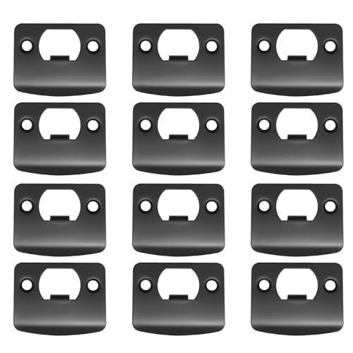 EATAKWARD 12 PCS Stainless Steel Deadbolt Covers Door Reinforcement Kit, Door Strike Plate, Black Deadbolt Strike Plate for Residential and Commercial Use (Rounded Corners) - style: Rounded Corners