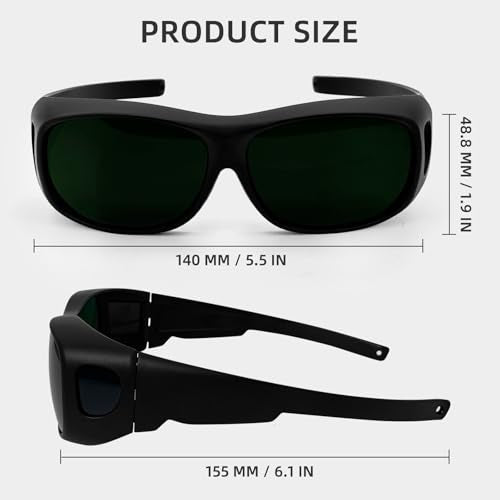 Welding Safety Glasses Wrap-around Safety Welding Lens Anti-scratch Safety Glasses UV Protection Protective Glasses ANSI/ISEA & MCEPS Compliant, IR Shade 5