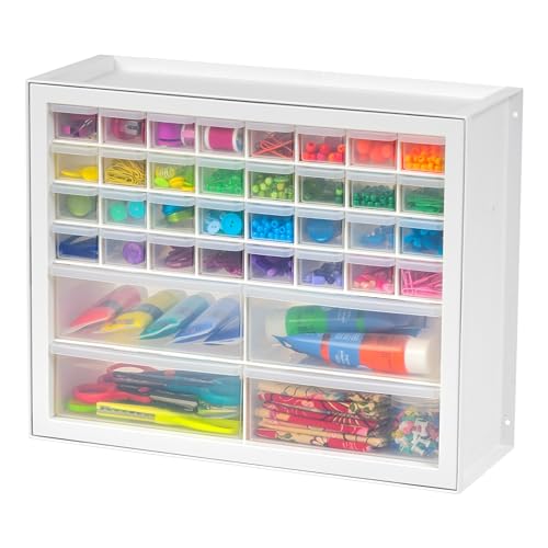 IRIS USA Small Parts Storage Cabinet, Made in USA, 36-Drawer Organizer for Screws, Nuts & Bolts, Electronics, Hardware, Beads, Crafts, Scrapbook Art Hobby, Teacher Toolbox, Garage Storage – White - color: White, size: 36 Drawer