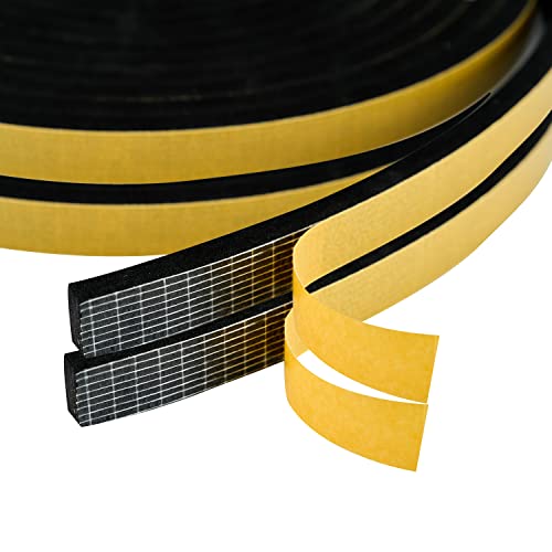 High Density Foam Weather Stripping Door Seal Strip Insulation Tape Roll for Insulating Door Frame, Window, Air Conditioner | Self Adhesive Sealing Weatherstrip (Black, 1/2 in x 1/4 in 30 Ft) - color: Black, size: 1/2 In x 1/4 In 30 Ft