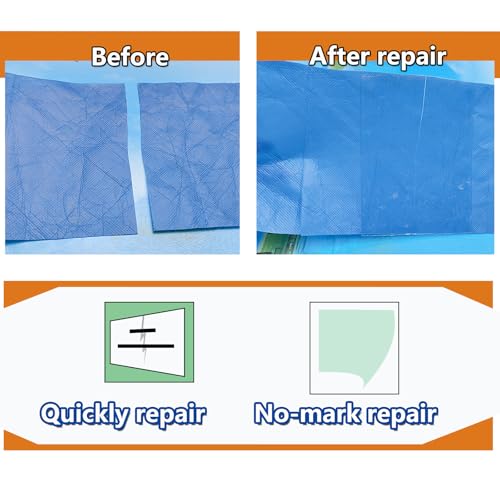 WENSSKKU Clear Repair Tape for Awning, Tarp, Canvas, Fabric, RV Roof, Underbelly, Boat Covers, Sail, Tent etc, Outdoor Repair Tape Heavy Duty, Thickened,Waterproof - size: Medium