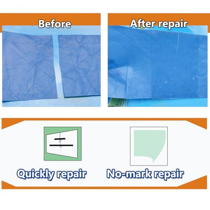WENSSKKU Clear Repair Tape for Awning, Tarp, Canvas, Fabric, RV Roof, Underbelly, Boat Covers, Sail, Tent etc, Outdoor Repair Tape Heavy Duty, Thickened,Waterproof (Pack of 2) - size: Medium (Pack of 2)