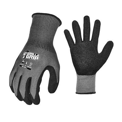 Gorilla Grip A1 Precision Grip, Cut Resistant Work Gloves, Touschreen Compatible Safety Gloves, Breathable, Nitrile Coated, Grey - Medium (12 Pack) - color: Grey A1 (12 Pack), size: Medium