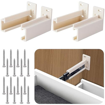 2 Pairs Drawer Track Back Plate,ABS Drawer Rail Bracket Compatible with R7265,Drawer Slide Mounting Brackets for Track Socket Repair Replacement - color: 4 Pcs
