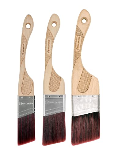 ROLLINGDOG Angled Paint Brush - Trim Brush with Ergonomic Wood Handle for Wall, Furniture, Cutting in Painting,3PC(1.5",2",2.5") - color: Medium Bristles（pack of 3）