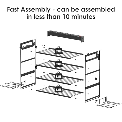 CCCEI Garage Tools Storage with Charging Station. Power Tool Battery Organizer Utility Shelf with Power Strip. 4 Drills Holder Wall Mount Rack, Black 4 Layer. - size: Small, style: 4 Layer