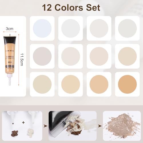 HARFINGTON 12 Colors Wood Filler Scratch Repair Kit Touch Up Filler Wood Paint for Repairing Scratches Cracks Holes on Wooden Floors Cabinet, Table, White Series - color: White Series