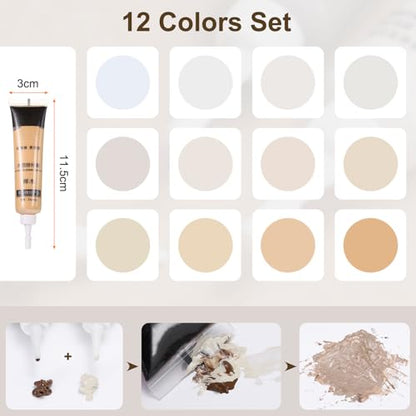 HARFINGTON 12 Colors Wood Filler Scratch Repair Kit Touch Up Filler Wood Paint for Repairing Scratches Cracks Holes on Wooden Floors Cabinet, Table, White Series - color: White Series