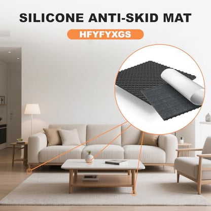 Furniture Pads for Hardwood Floors - 20 Pack Non Skid Furniture Grippers, 2" Square Silicone Anti Slip Pads with Grid Texture, Strong Self-Adhesive Floor Protectors for Sofa, Couch & Heavy Furniture