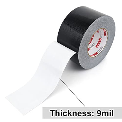 JIALAI HOME Black Duct Tape 3 Inch Wide, Industrial Grade 3 inches x 55 Yards (164 ft), 9 Mil Heavy-Duty, Waterproof, Strong, Flexible, No Residue, for Crafts & Home Improvement - color: Black