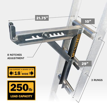 Metaltech Jobsite Series 3-Rung Ladder Jack 2-Pack E-LJ30P, Aluminum Jack for Scaffolding Extensions and Work Platforms, Scaffold, Masonry, Painting, and Roofing Tool for Job Site and Home Improvement - size: 2 Unit 3 Rung