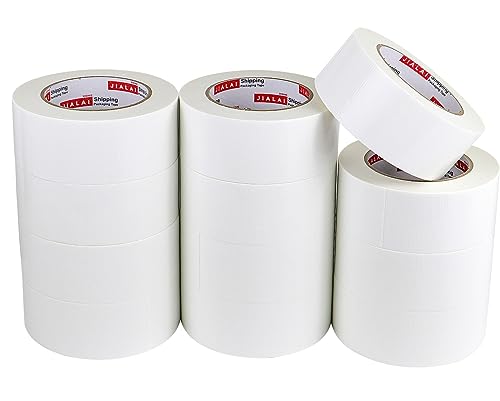 JIALAI HOME White Duct Tape Heavy Duty, 12 Roll Multi Pack, 30 Yards x 2 Inch, 9 Mil Strong, Flexible, Waterproof and Tear by Hand - for Home Use, Do-It-Yourself Projects and Repairs - color: White