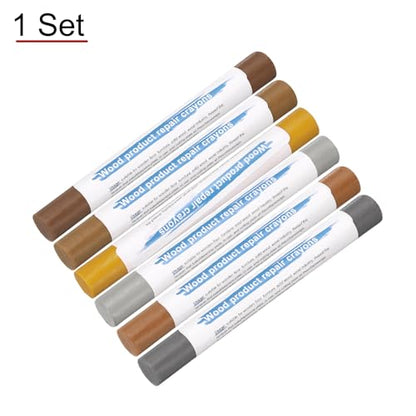 HARFINGTON Wood Filler Sticks 6 Colors Wooden Wax Touch Up Furniture Repair Crayons for Space Gray, Iron Gray, Yellow Oak, Light Yellow, Dark Brown, Walnut - color: Space Gray Woods Series