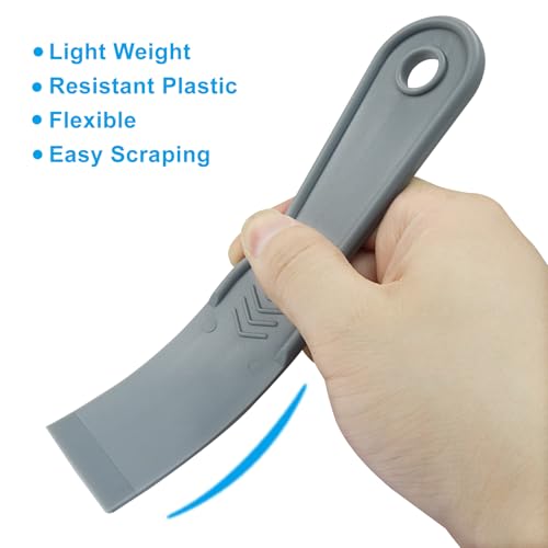 1.5 Inch Plastic Putty Knife Scraper, 5Pcs Flexible Spackle Knife for Spackling, Air Bubble Remover, Sticker Installation, Used for Repairing Walls, Pasting Plaster, Scraping Putty (Grey)