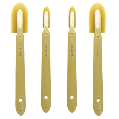 Extended Reach Grout Caulking Tool, 4pcs Rubber Caulk Finishing Tool with Ergonomic Grip for Bathroom, Kitchen Tile Gaps and Hard-to-Reach Areas - size: 4pcs