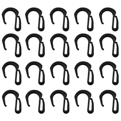 LQ Industrial 20PCS Black Plastic Elastic Hook Multi Directional Tent Hook Suitable for Luggage Compartments Vehicle Roofs Bicycles Garages