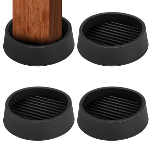 2 x 2 Rubber Caster Cups, Round Non Slip Furniture Pads, Non Skid Furniture Cups, Anti-Slip Gripper Furniture Caster Floor Grip, Anti Skid Leg Coasters Floor Protector for Bed Couch Stoppers(4 Pack) - size: Black-2x2 inch