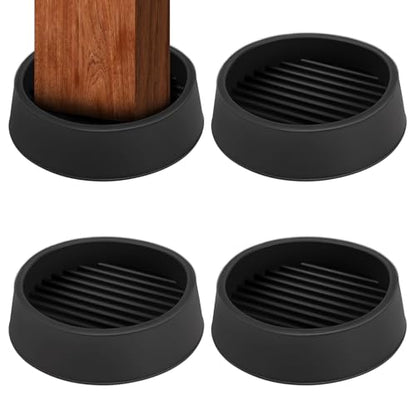2 x 2 Rubber Caster Cups, Round Non Slip Furniture Pads, Non Skid Furniture Cups, Anti-Slip Gripper Furniture Caster Floor Grip, Anti Skid Leg Coasters Floor Protector for Bed Couch Stoppers(4 Pack) - size: Black-2x2 inch