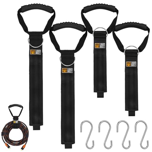 Hanging Extension Cord Holder - 4Pack 22" 35" Handle Wrap Straps with S Hooks Heavy Duty Garage Organizer Tool Hangers - Garden Hose Power Electrical Cable Rope RV Shed Storage and Organization - size: 4Pack 22" 35"