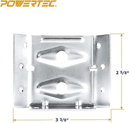 POWERTEC Surface Mount Corner Brackets 12PK (No Mounting Hardware), Corner Braces for Desk Legs/Coffee Table/Dining Table/Bench Legs (71699) - size: 2-5/8" x 3-3/8", style: Flat Corner Brackets, 12PK
