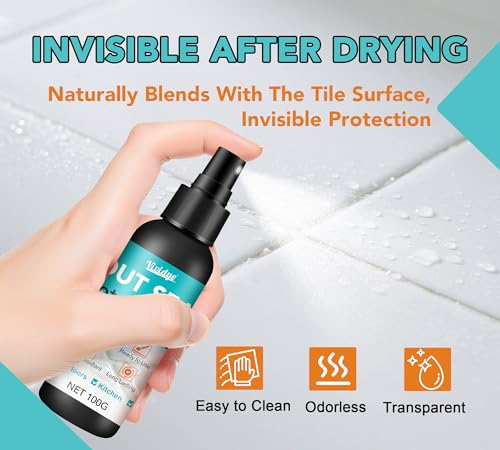 Grout Sealer, 7oz/200g Waterproof Grout Sealant Spray with Squeeze Tip, 100% Safe Grouts Repair Kit for Shower, Bathroom, Floors, Clear Tile Sealer Protector for Ceramic, Marble, Granite & Stone﻿