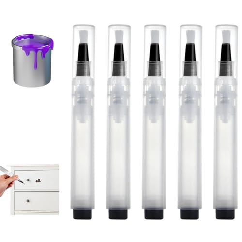 Fillable Touch up Paint Pen Brush, 5PCS 6ml Visible Paint Touch up Pen, Portable Refillable for Walls, Wood Floors, Cabinets, Windows, Doors.