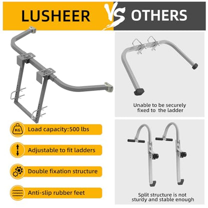 Ladder Stabilizer,Heavy Duty Steel Extension Ladder Stabilizer for Roof Gutter and Wall with Anti-Slip Rubber Feet,Ladder Standoff with Wing Span/Wall Extension Accessory(Silver Gray) - color: Silver Gray Pro