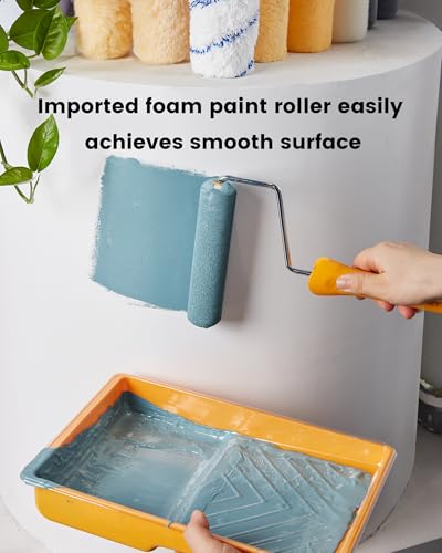 voomey 15 Pcs 6 Inch Paint Roller Kit with Small Paint Roller, Paint Tray with Liners, Foam Paint Roller for Painting Door, Walls, Cabinet - style: 15pcs 6inch paint roller kit