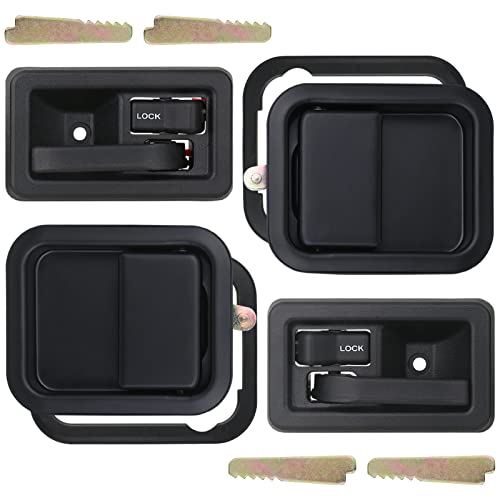 APPERFiT Exterior & Interior Door Handles w/Keepers Compatible with Jeep Wrangler YJ TJ 1991-2002 with Full Doors Replaces 55176382AE 55176383AE 55176477AB 55176476AB - style: 1991-2002 Exterior & Interior Door Handle