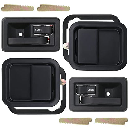 APPERFiT Exterior & Interior Door Handles w/Keepers Compatible with Jeep Wrangler YJ TJ 1991-2002 with Full Doors Replaces 55176382AE 55176383AE 55176477AB 55176476AB - style: 1991-2002 Exterior & Interior Door Handle