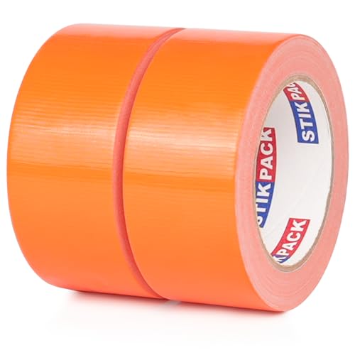 2 Rolls Orange Duct Tape, Heavy Duty Strong Industrial Colored Duct Tape 9mil x 2inch x 25yds Flexible, No Residue, Waterproof and Tear by Hand, Multi-Use for Indoor & Outdoor Repairs - color: Orange